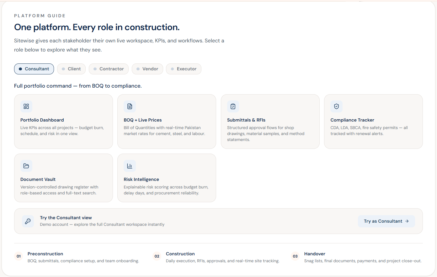 Construction operations showcase